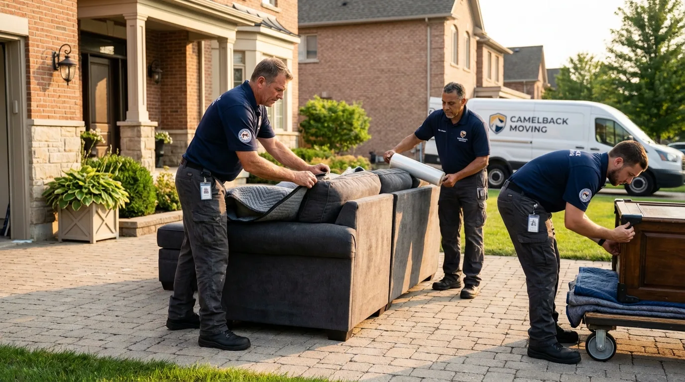 Large estate moving crew wrapping furniture in South Charleston, WV