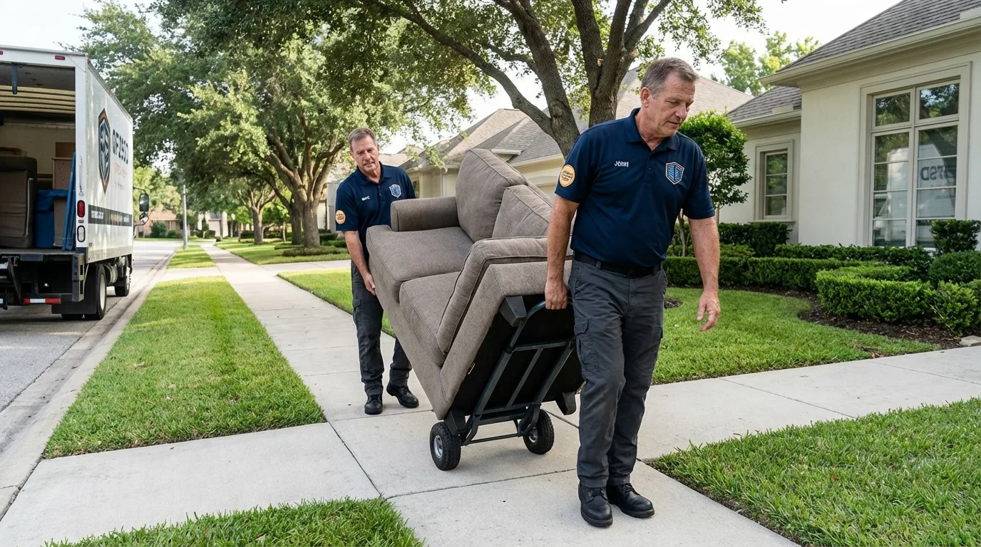 Local residential moving crew loading furniture in South Charleston, WV
