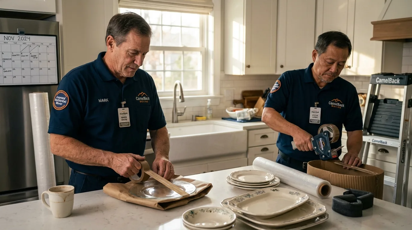 Professional crew packing kitchen dishware in South Charleston, WV